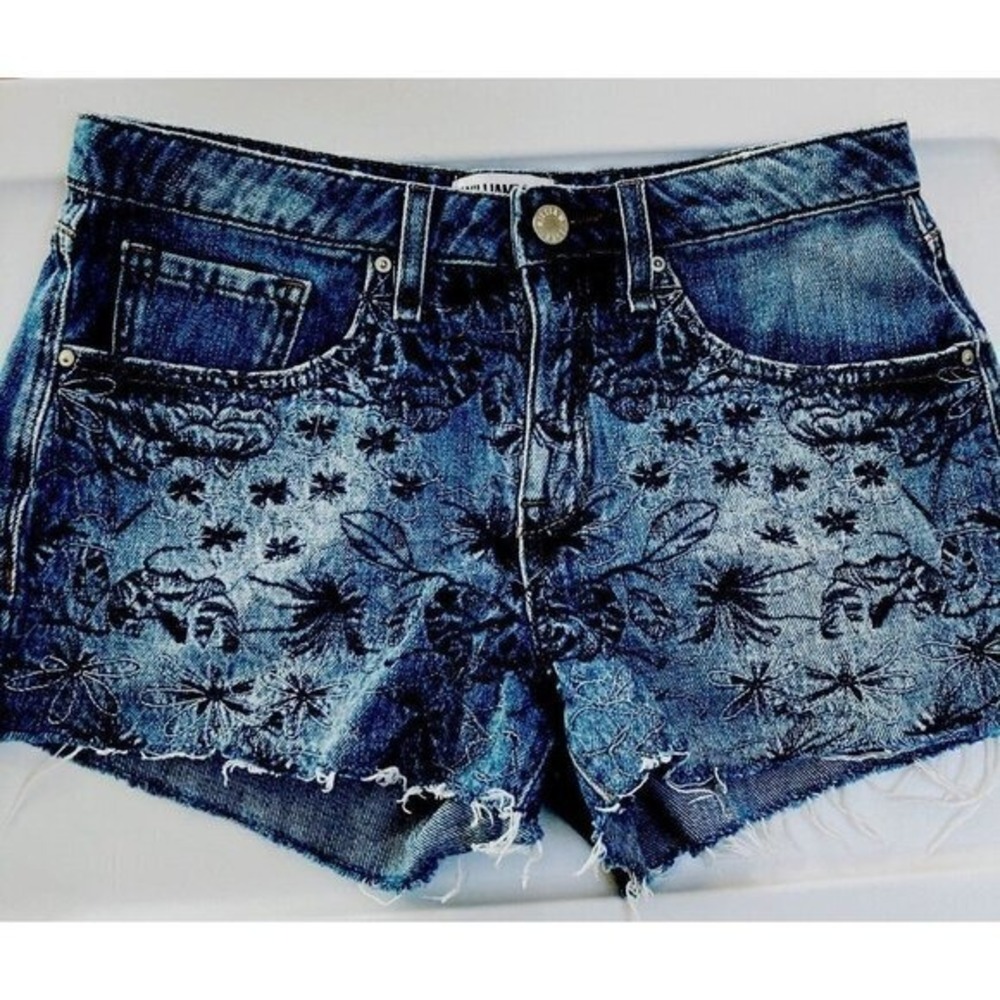 William‎ Rast Jr Somewhere Breezy Perfect Shorts 26 Embroidered Cutoffs Y2K Boho